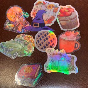 Set of 9 Holographic Fall stickers